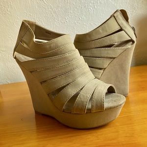 Charlotte Russe Beige Wedge Heels